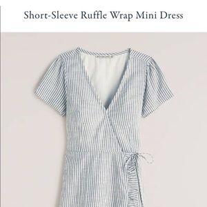 Abercrombie Short-Sleeve Ruffle Wrap Mini Dress striped